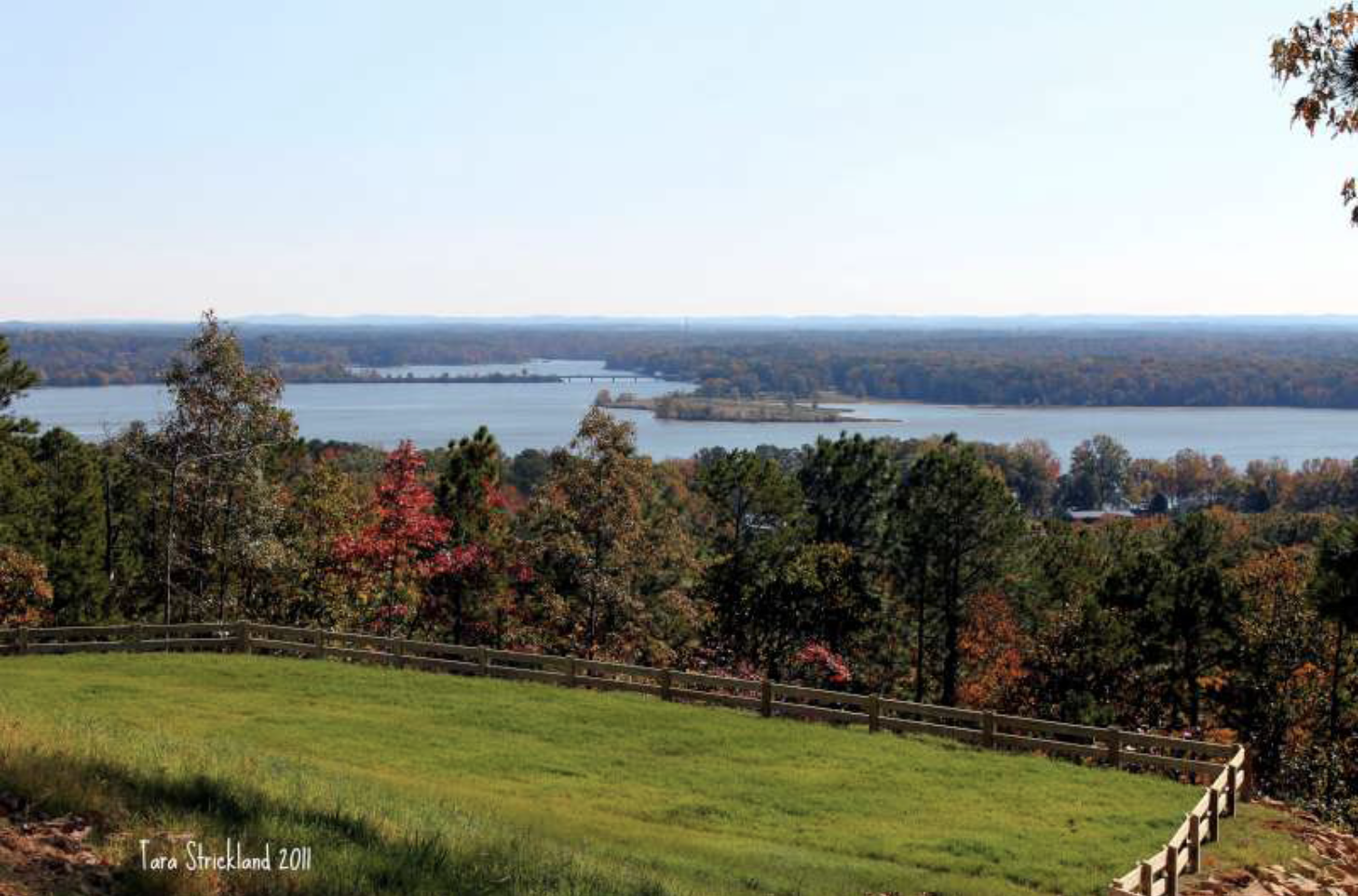 Autumn lake view from an elevated overlook at The Bluffs on Weiss Lake